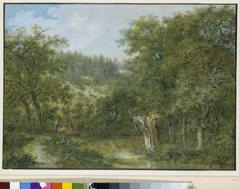 Woodland landscape. - Salomon Gessner as art print or hand painted oil.