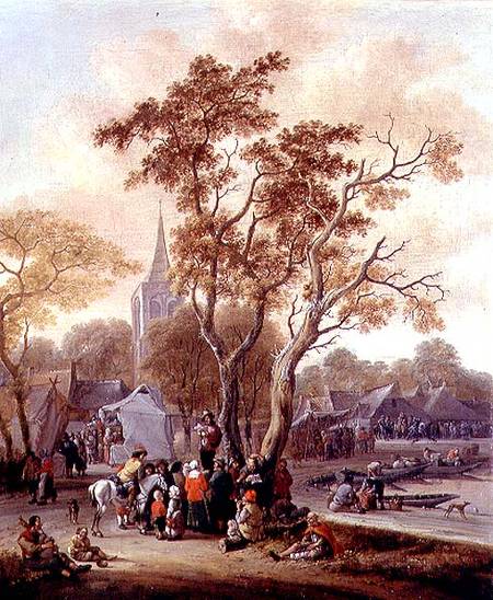 A Village Fair with a Mummer - Salomon Rombouts as art print or hand  painted oil.