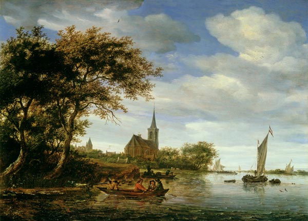 River Scene - Salomon van Ruysdael as art print or hand painted oil.