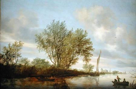 River Landscape - Salomon van Ruysdael as art print or hand painted oil.