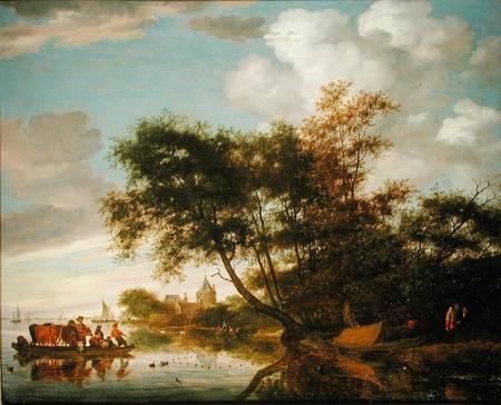 Rural River Landscape - Salomon van Ruysdael as art print or hand painted  oil.