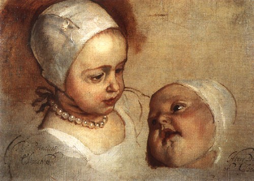 Princess Elisabeth and princess Anne - Sir Anthonis van Dyck as art print  or hand painted oil.