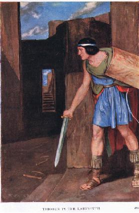 Theseus and the labyrinth, 1938 (colour litho)