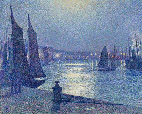 moonlit night in Boulogne - Theo van Rysselberghe as art print or hand  painted oil.