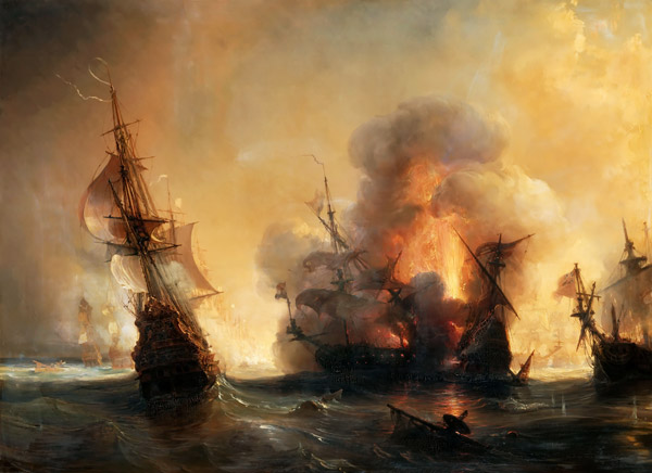 The Naval Battle of Lagos on 27 June 169 - Théodore Gudin as art print or  hand painted oil.