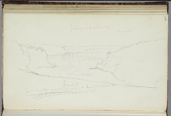 Untitled, landscape with notations from Thomas Cole