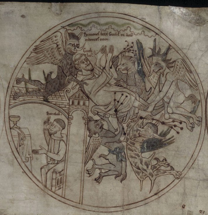 Demons attack Guthlac (Manuscript The life of Saint Guthlac) from Unbekannter Künstler