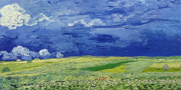 Field under storm sky - Vincent van Gogh as art print or hand painted