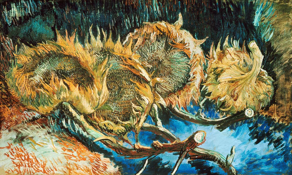 Four Withered Sunflowers - Vincent van Gogh as art print or hand painted  oil.