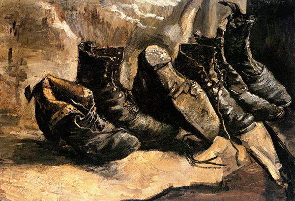 Three pairs of shoes - Vincent van Gogh as art print or hand painted oil.