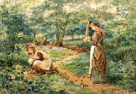 Girls Picking Wild Flowers