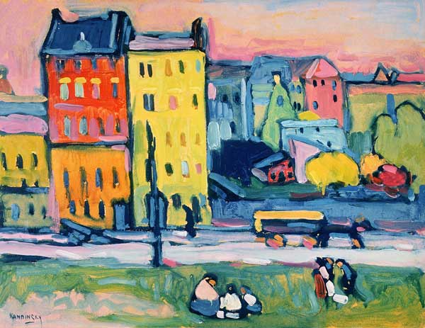 Houses in Munich - Wassily Kandinsky as art print or hand painted oil.