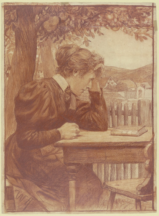 An einem Gartentisch sitzende Frau from Wilhelm Altheim