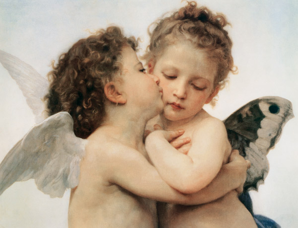 The first Kiss (Detail) - William Adolphe Bouguereau as art print or hand  painted oil.