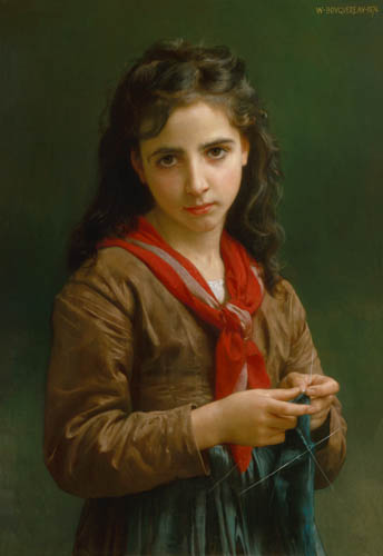Young knitting girl from William Adolphe Bouguereau