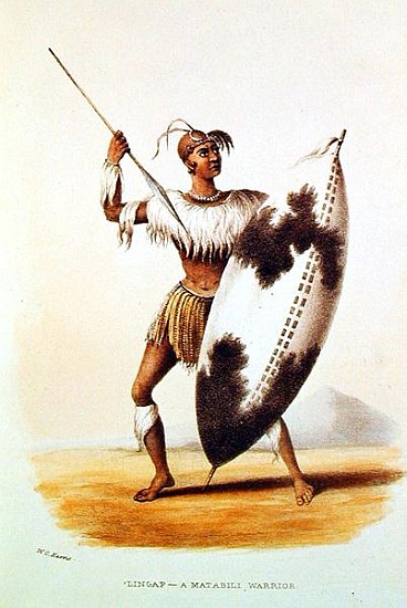 Lingap, a Matabili Warrior, illustration from ''Wild Sports of South Africa'' by W.C. Harris from William Cornwallis Harris