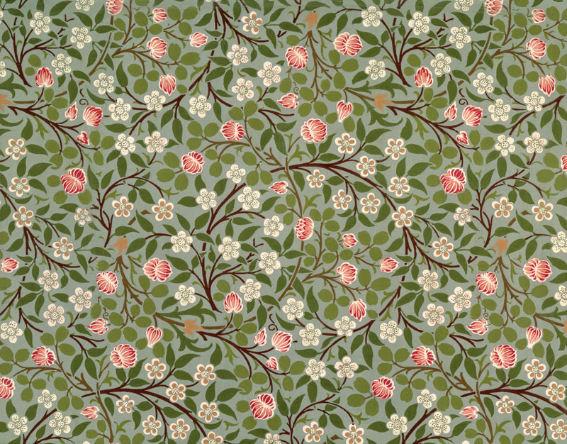 Small pink and white flower wallpaper de - William Morris as art print or  hand painted oil.